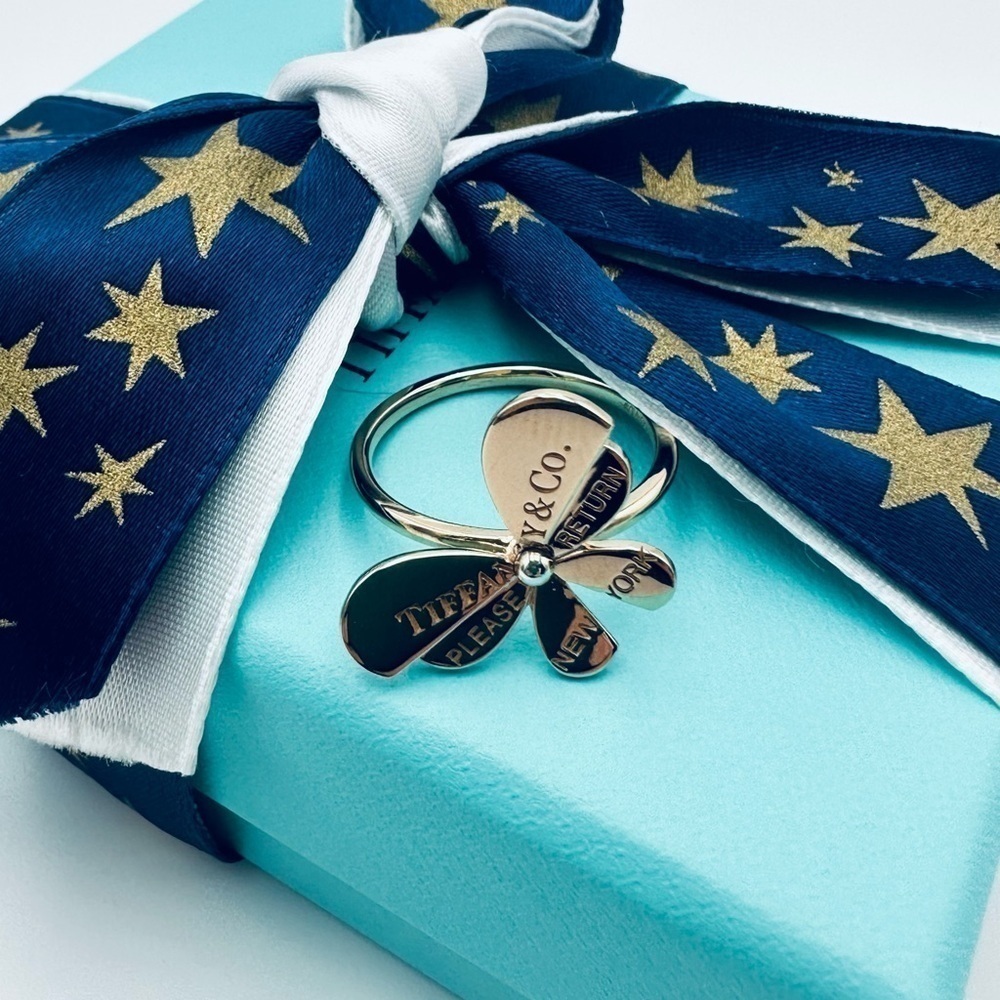 RARE Tiffany & Co. Butterfly Ring Love Bug 18K Rose Gold & Silver with Box